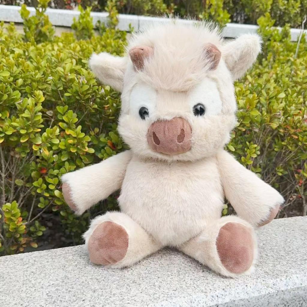 Kawaii Highland Cattle Plush Toy Huggable Running Cow Stuffed Animal Premium Soft Fabric Birthday Xmas Toys Companion Gift