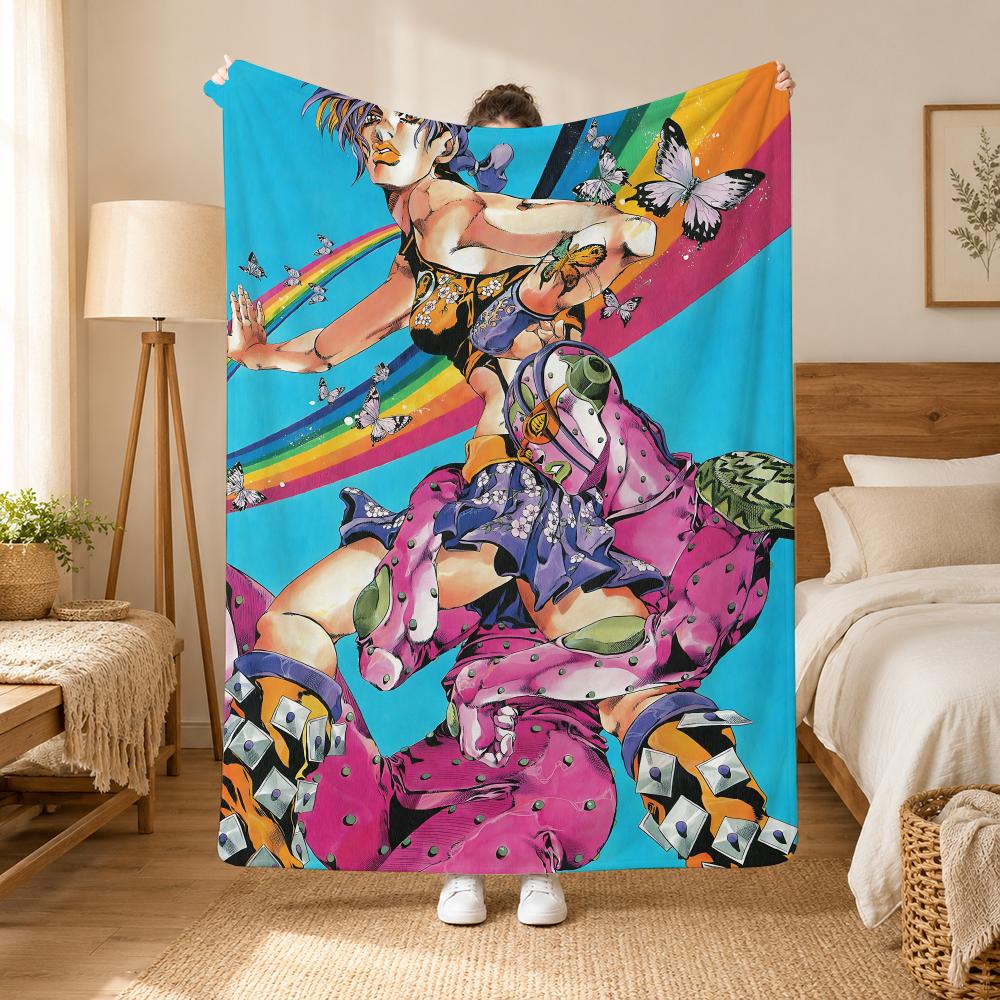 JoJos Bizarre Adventure Anime Throw 240g Flannel Blanket, Suitable for Sofas, Beds, Offices, Exquisite Gift Blankets