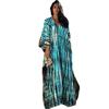 Ramadan-Boho-Kaftan-Kleid in Übergröße für Damen, golden besticktes Maxi-Überzugskleid mit Fledermausärmeln und eingekerbtem Ausschnitt