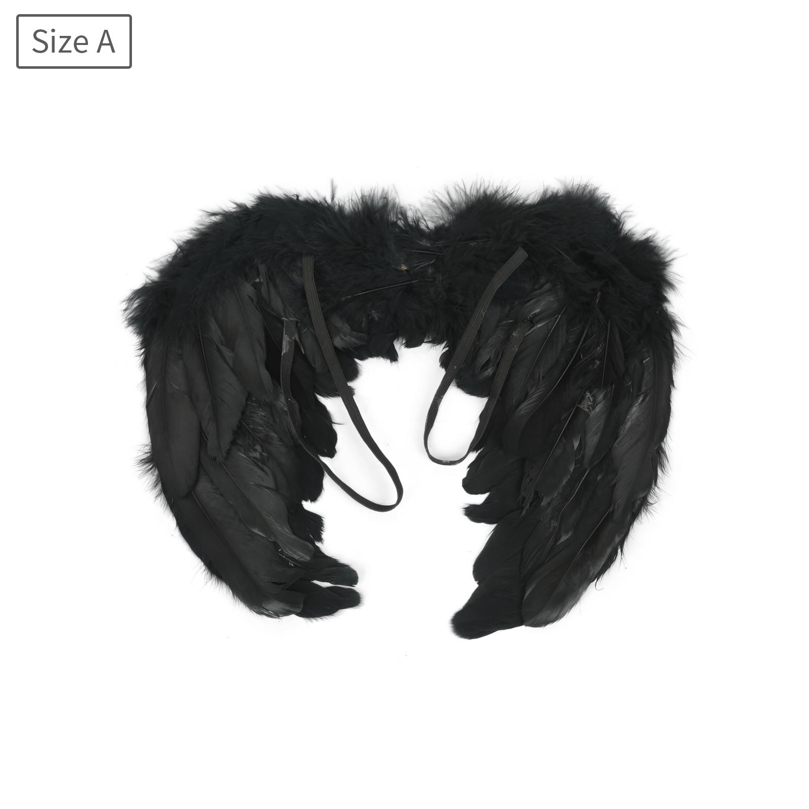 Deluxe Engelsfedern Flügel Halloween Weihnachten Kostüm für Damen Herren Mädchen Jungen Weiße Farbe Engelsflügel One Size black