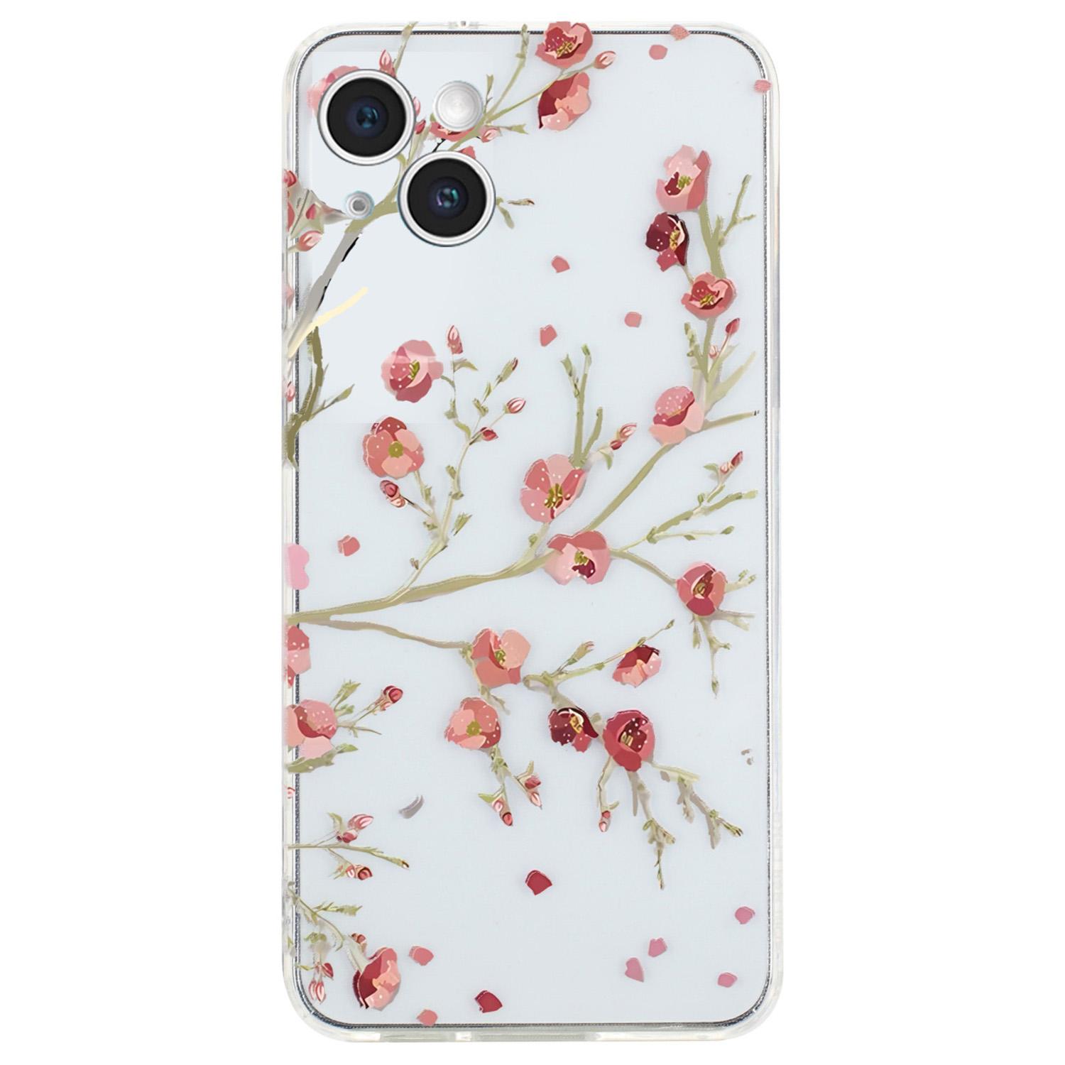 

For iPhone 15 Plus Case Pattern Printing TPU Anti-scratch Cell Phone Cover Flower
