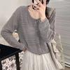 Sunscreen knitted cardigan women's summer new temperament soft waxy top short loose long-sleeved thin air-conditioned shirt