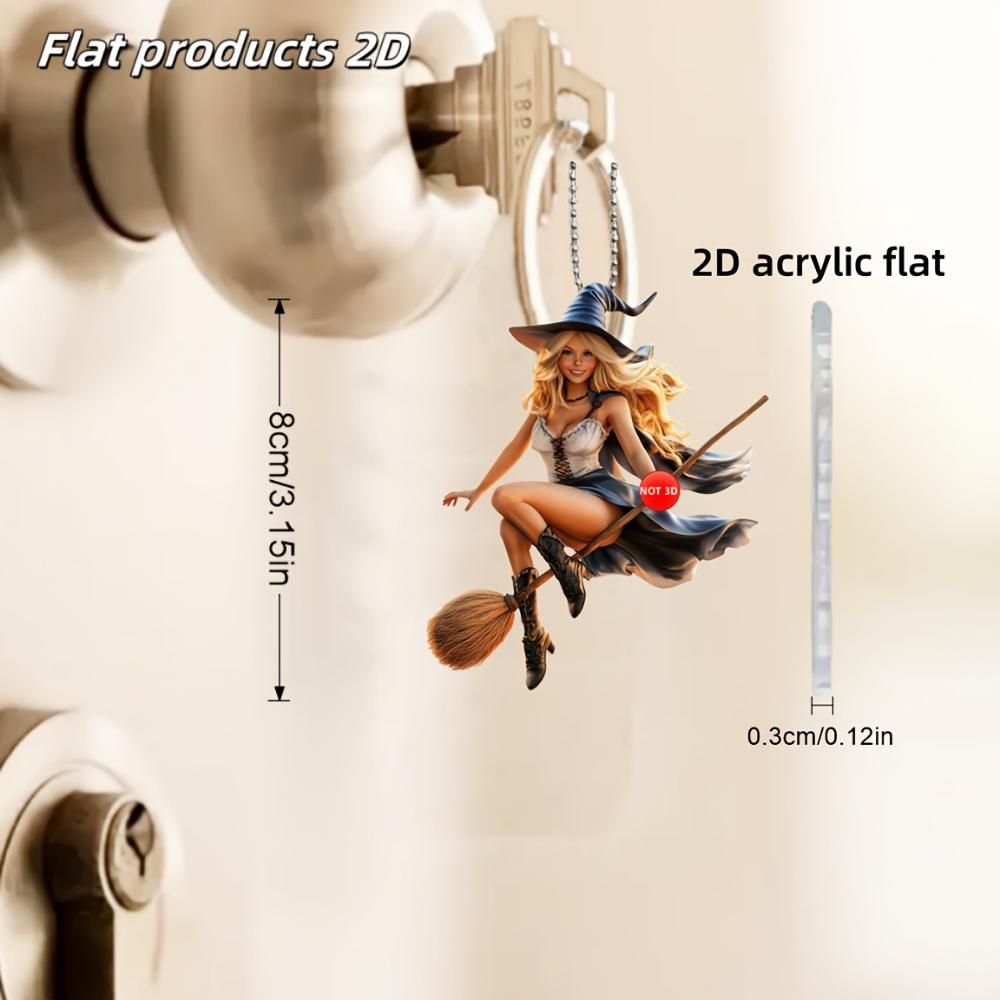 2D Flat Blonde Princess Pendant Wearing Witch Hat, Car Pendant, Backpack Pendant, Keychain, Christmas Pendant, Home Decoration