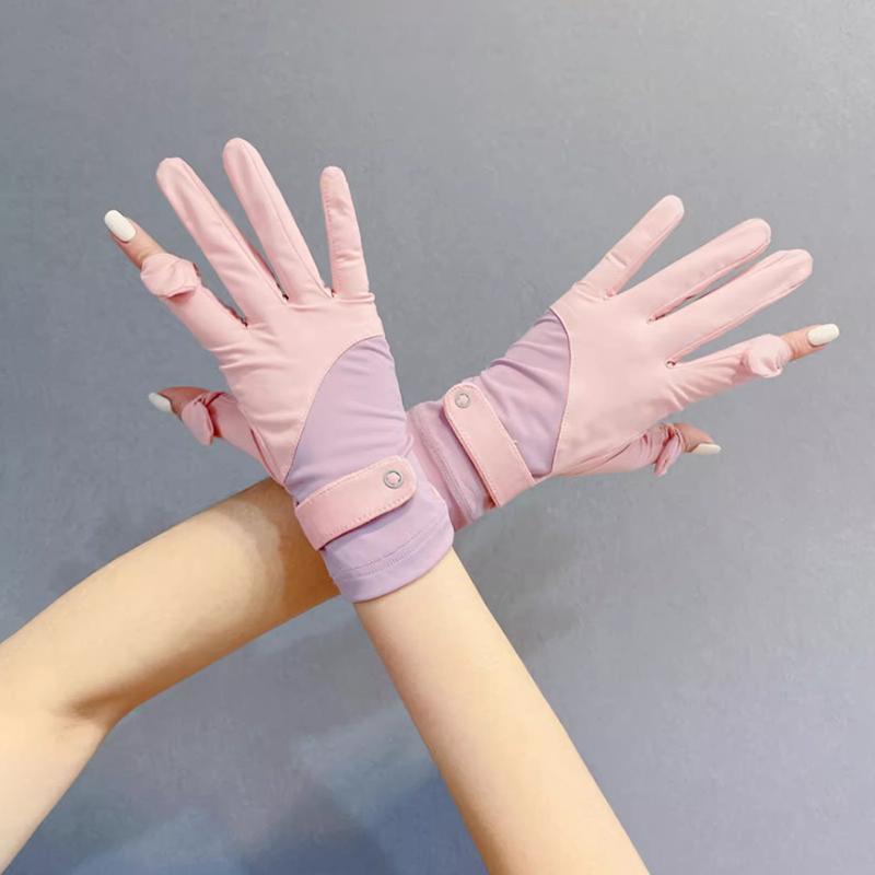 1 Pair Sun Protection Gloves One Size Sunscreen Breathable Anti-Uv Cooling Fabric Slip Gloves For Outdoor Cycling Driving