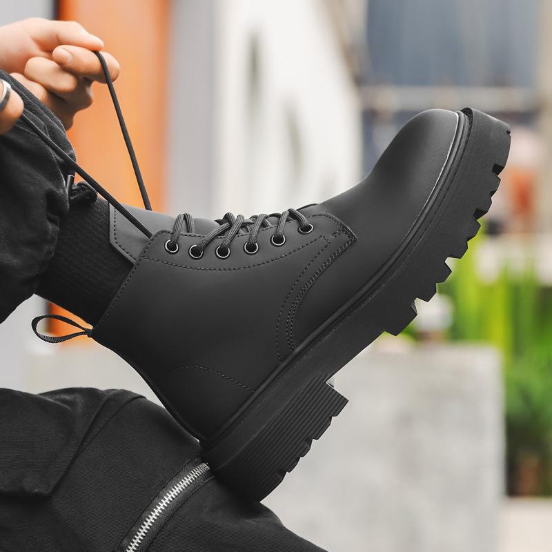 Martin boots men's high-top British wind locomotive boots tooling leather boots heightening thick-soled leather boots 9055-J