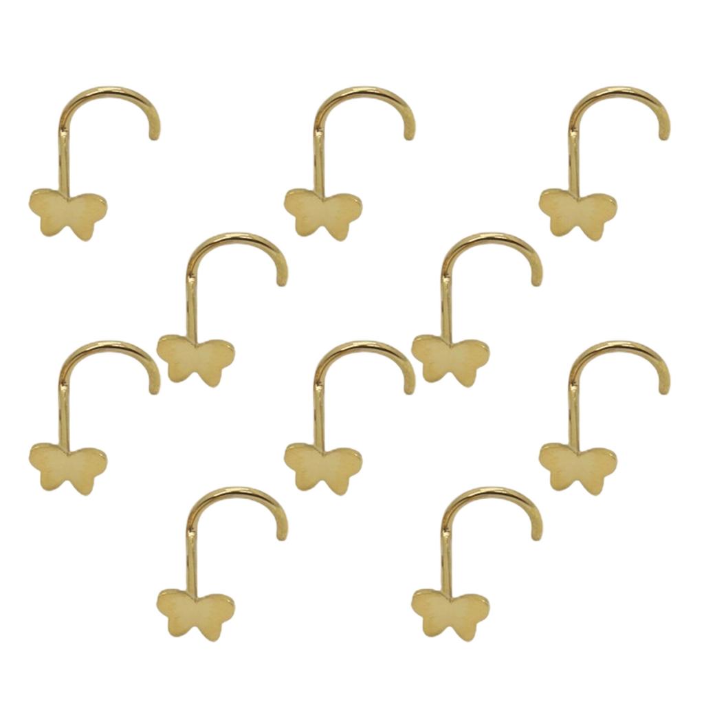 10pcs Butterfly Nose Rings Stainless Steel Piercing Jewelry For Eyebrow Ear Cartilage Accessory For Sensitive Skin