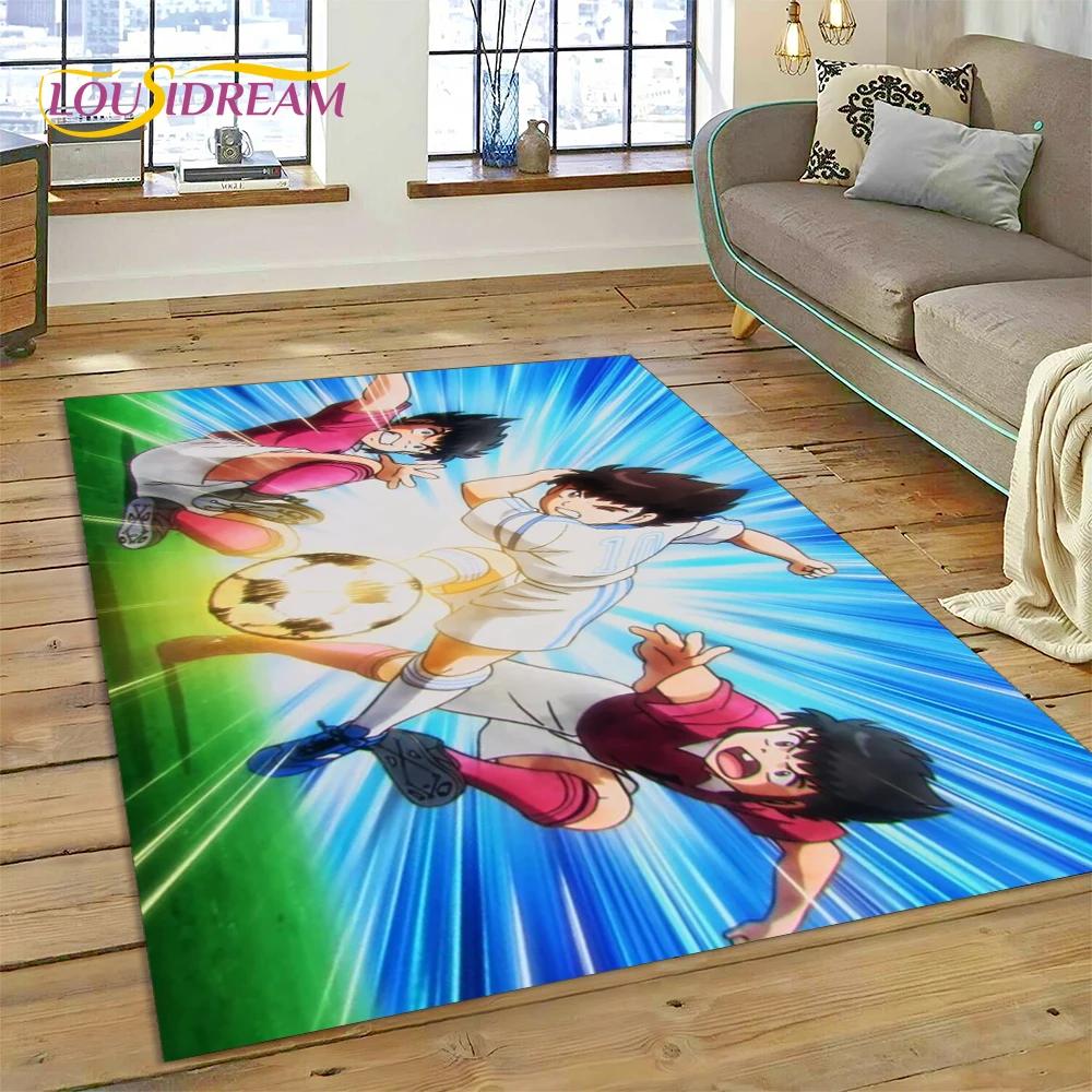 3D Cartoon Captain Tsubasa Fußballteppich für Schlafzimmer Wohnzimmer Heimsofa Dekoration, Kinderspiel Große Dekor Bodenmatte
