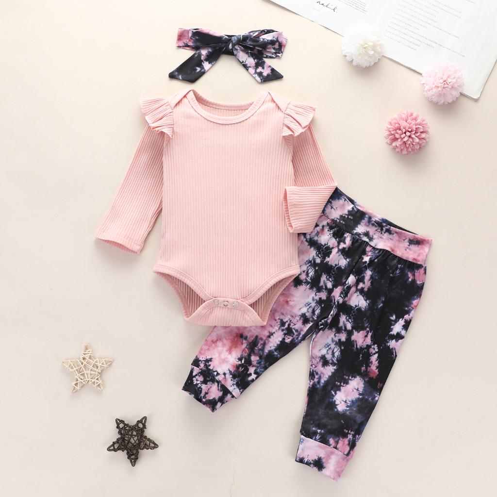 Newborn Baby Girls Boys  Tie-Dyed Romper+Pants Pajamas Sleepwear Outfits