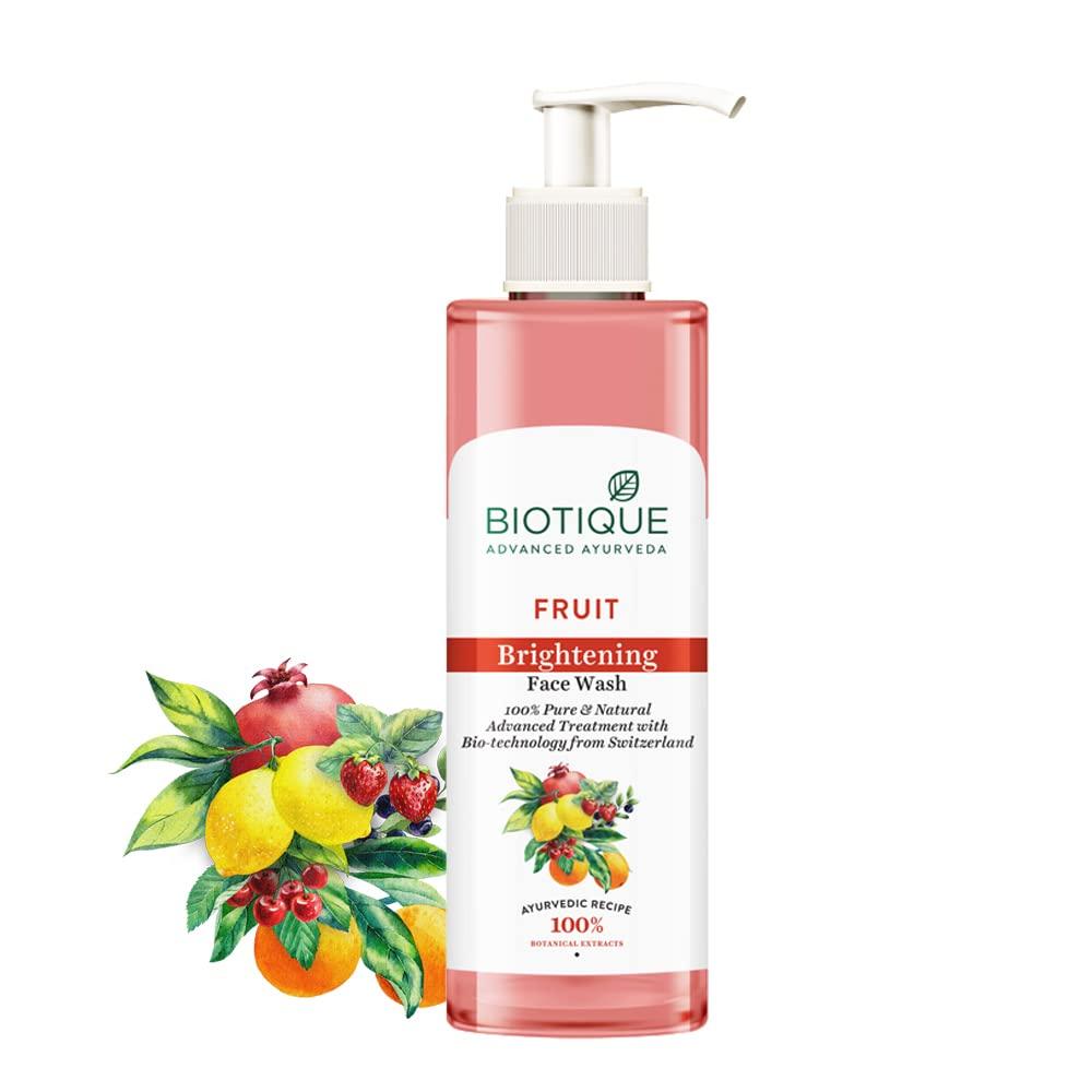 Biotique Fruit Brightening Face Wash 200ml | Natural Botanical Extracts | Pineapple & Lemon | Organic Ayurvedic Gel For Glowing Skin