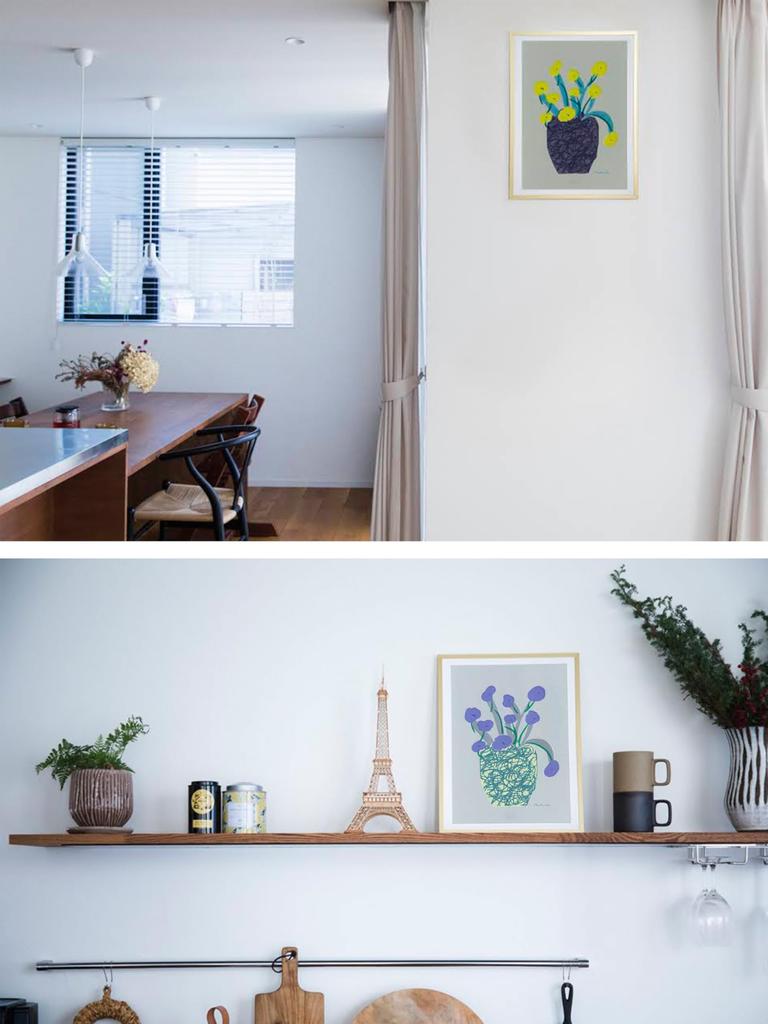 Art Poster Lithopos Miho Machida Flower 1 Red B4 Size x 25.7cm H36.4cm