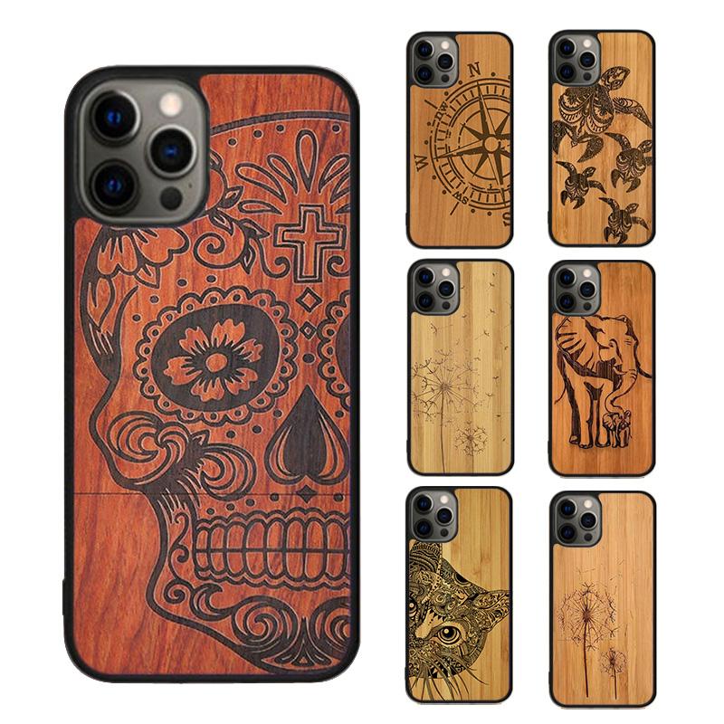 Bamboo Wooden ANIMALS Phone Case For iPhone 17 Air 15 16 16e 14 13 Pro Max Coque 12 11 Pro Max PLUS fundas cover