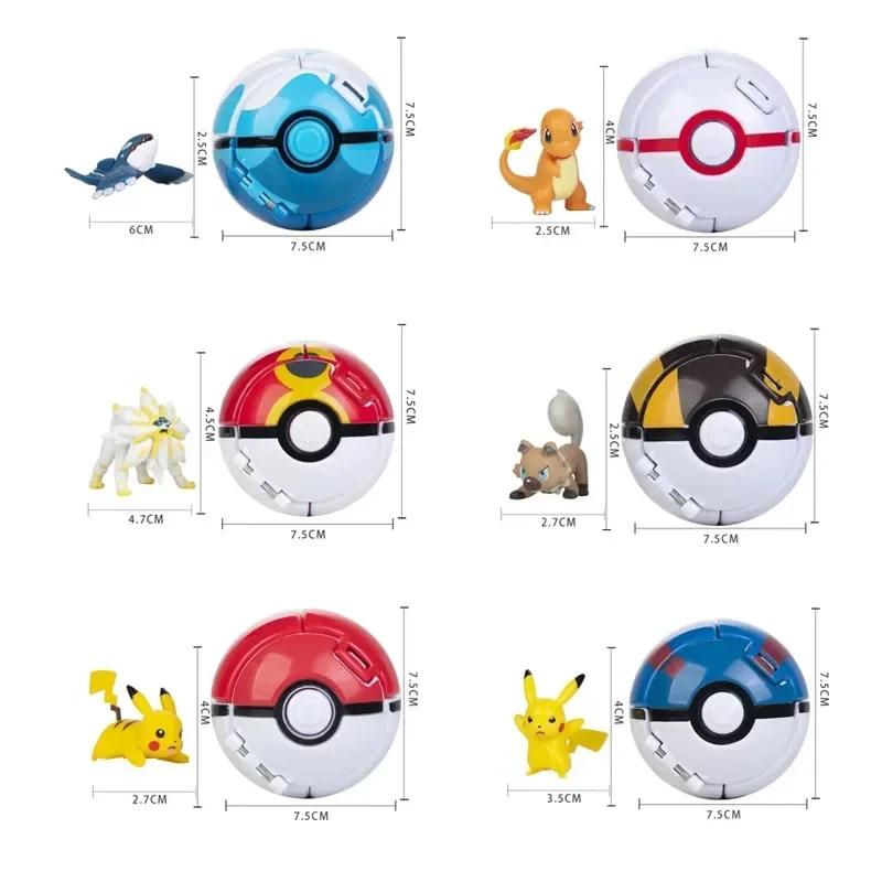 Pokemon Elfball Figur Pikachu Glurak Turtok Mewtu Pocket Monster Variante Pokeball Verformbare Spielzeuge Actionmodell Geschenk