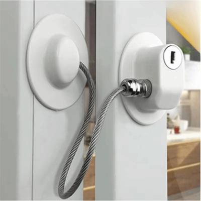 2 Peças Fechadura de Segurança para Janela Autoadesiva Fechadura de Segurança para Crianças Sem Furação com Chave Corda de Aço com Fio Fechadura Resistente ao Desgaste Fácil de Usar