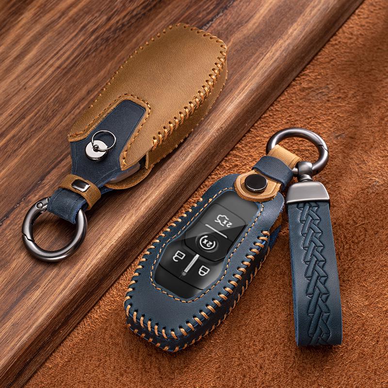 Ford Key Case for Focus, Mondeo, Kuga, Ecosport, Edge, Taurus - Genuine Leather with Buckle