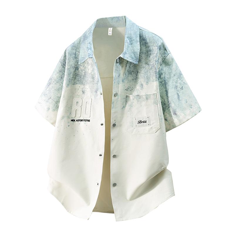 

Summer letter shirt short sleeved men s short sleeved shirt jacket 2XL серый