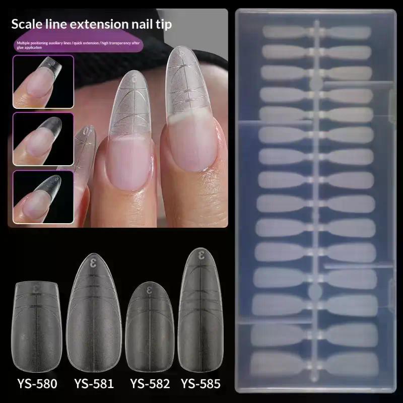240 Piezas Puntas de Uñas de Gel Almendra Coffin Stiletto Con Líneas Auxiliares Innovadoras Uñas Press On Ake Nail Para Extensión Herramienta de Manicura