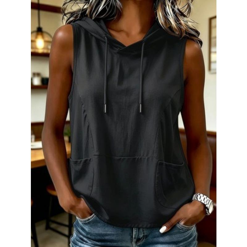 Women S Sleeveless Hooded Casual T Shirt Summer Top