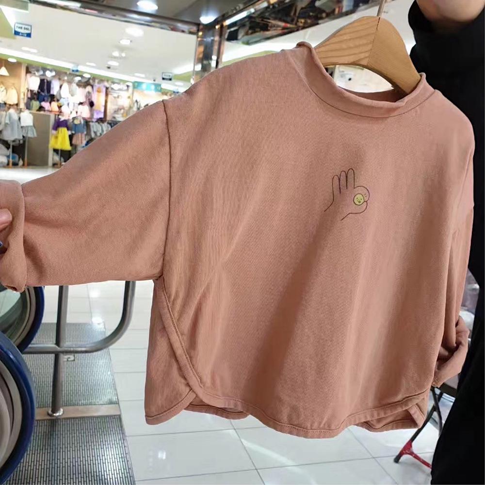 

Осенняя футболка с длинным рукавом и круглым вырезом с принтом жеста «ОК» для девочек 100cm темно-розовый