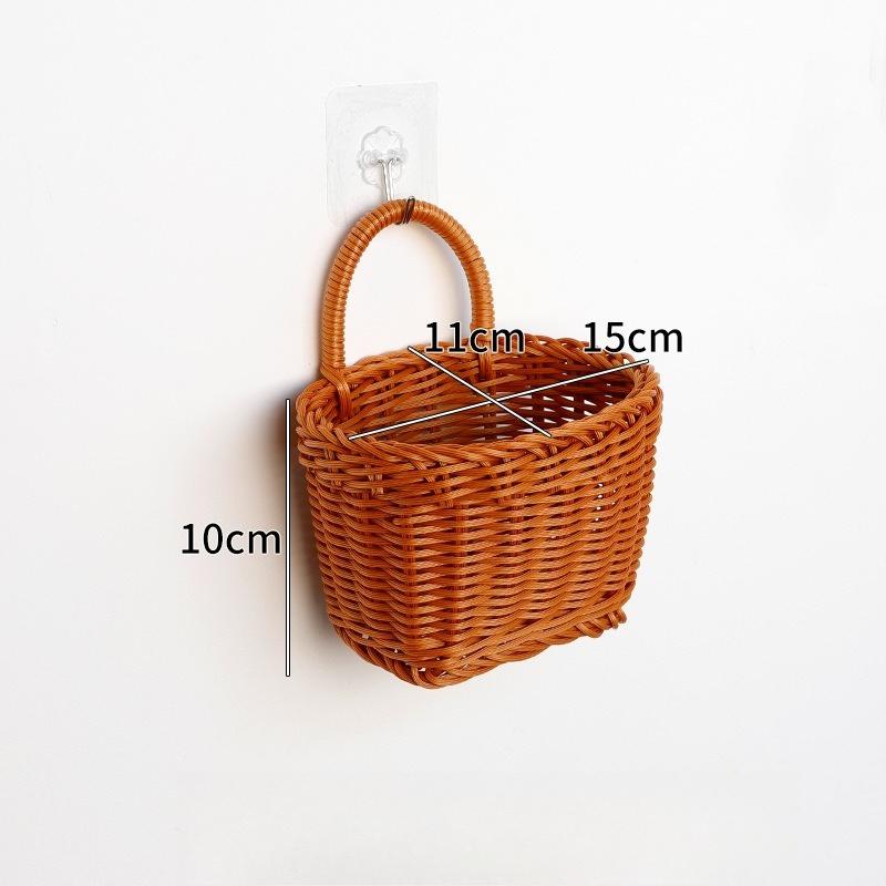KitchenOnion, Ginger and Garlic Storage Basket, Wall-mounted Hanging Basket, Woven Basket for Storage, Imitation Rattan Basket