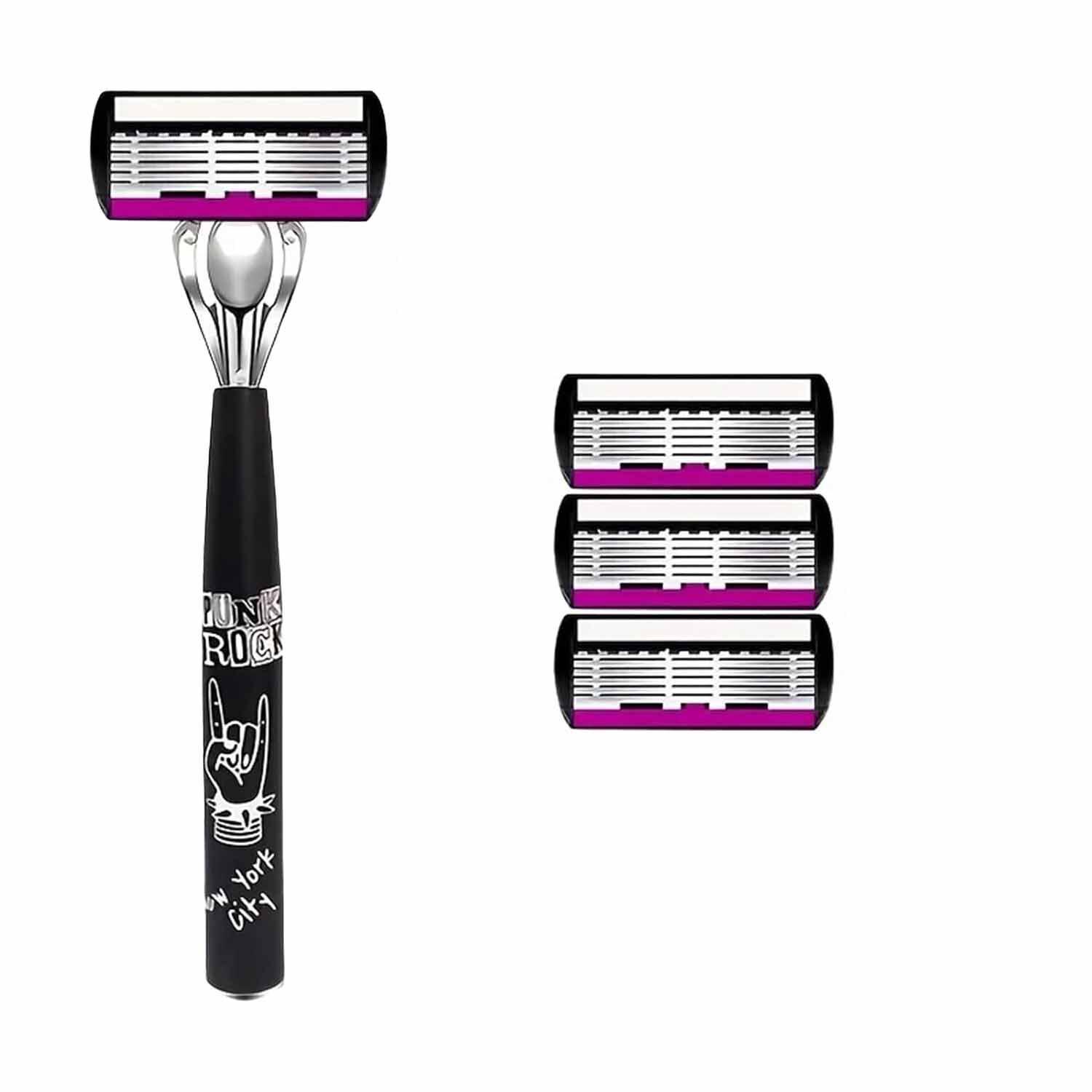 6-Blade Men s Manual Razor & Portable Shaving Kit Default