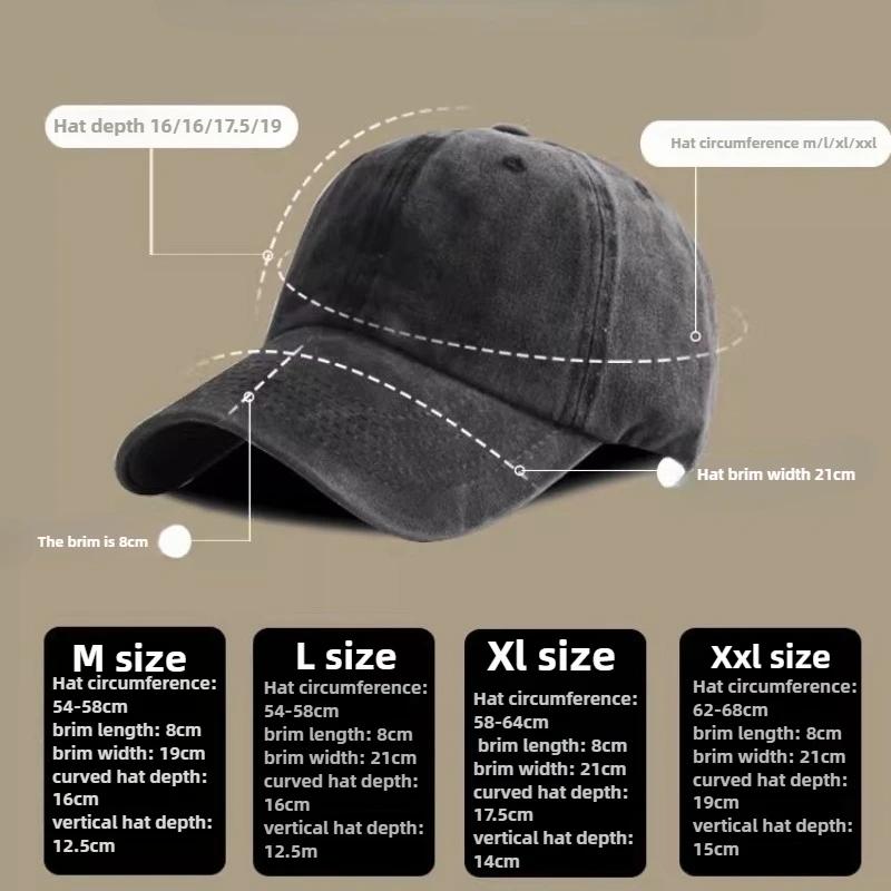64-68Cm Big Head Man Plus Size Baseball Cap Men Soft Denim Wash Old Sun Cap Woman Oversize Sport Snapback Hats Trucker Hat  Dad
