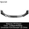 Set 4 Bucăți Lip Spoiler Chin Splitter Diffuzor Kit Caroserie Imprimare Carbon Negru Accesorii Exterioare Piese Universale pentru Bara Față