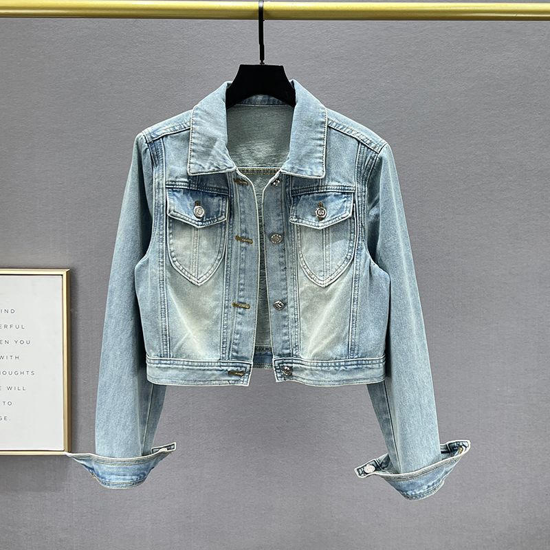 

Короткая джинсовая верхняя одежда облегающего кроя на весну 2024 года Light blue S