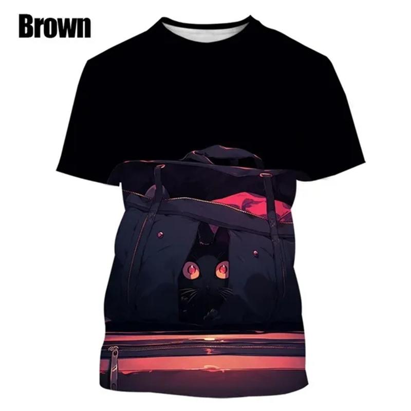 New Fashion Cute Animal 3D Printed Cat T-Shirt Casual Street Summer Short Sleeve O Neck Streetwear Baggy Tops Men Women Tees