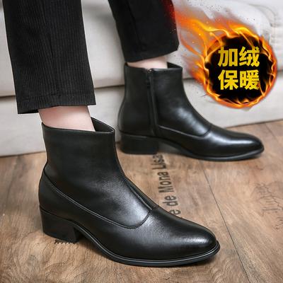 Jesień i zima nowe retro skórzane buty polarowe termiczne bawełniane buty 2021 wysokie buty biznesowo-casualowe skórzane buty buty typu Martin męskie buty moda