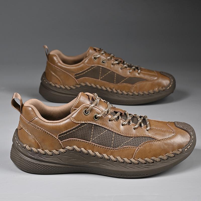 LETCOMFIT Rope Sneakers Men Breathe Sport Casual Shoes Men's Handmade Mesh Shoes Comfort Light Genuine Leather Beach Footwear