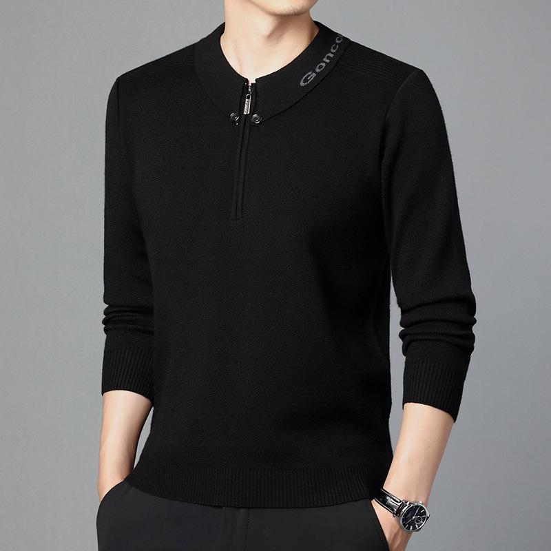 Mid-aged Men's Trendy Half-Zip Pullover Sweater