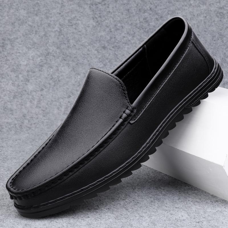 Broken size breathable casual leather shoes soft leather soft sole Doudou shoes driving lazy shoes
