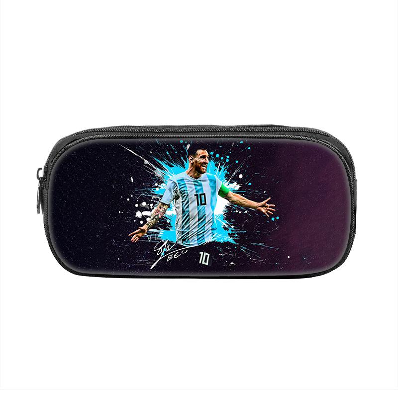 Patroon Pennenbakje Student Sport Schoolbenodigdheden Rits Potloodtasje Voetbalster M-Messi Grote Capaciteit Etui make-uptasje