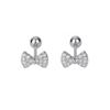 New Sweet Bow-shaped Stud Earrings with Screw Fastening, Ear Bar Studs with Anti-lost Threads, Ear Jewelry Set