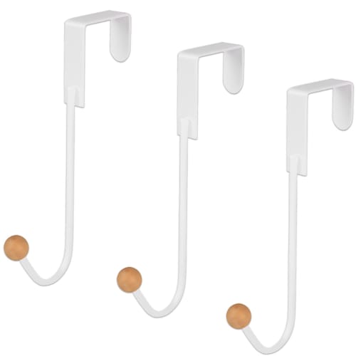 fogman Door Hooks, Door Hangers, Wall Hooks, Hat Hooks, Coat Hooks, Design, Set of 3 (White)