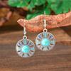 Vintage Round Geometric Jewel Red Skinny Earrings Round Ethnic Style Internet Celebrity Women's Earrings