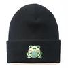 Cute cartoon characters for men and women froggie Knitted hat with frog embroidery Student pullover warm beanie