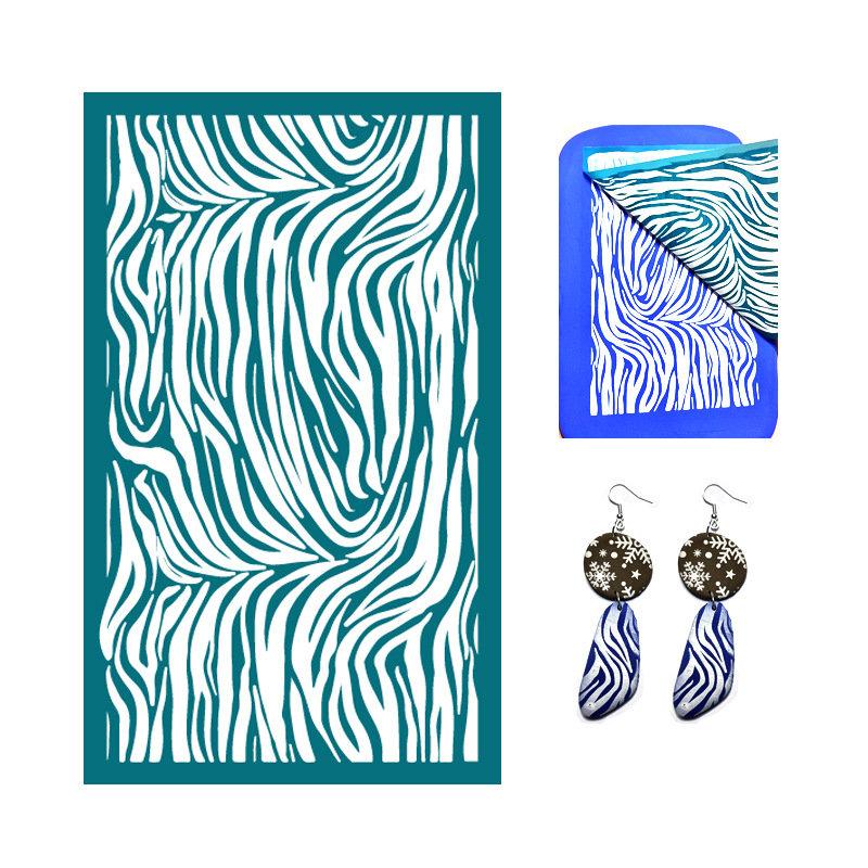 Washable Silk Screen Stencils Soft Pottery Polymer Clay Geometric Animals Plants Craft Embossing Tool DIY Earring Jewelry Mold