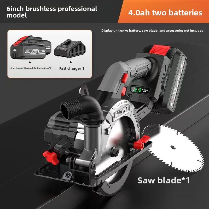 NANWEI Brushless 6-inch Electric Circular Saw with Lithium Battery, Hand-Push Disc, Portable Woodworking and Stone Cutting Machine, High Power