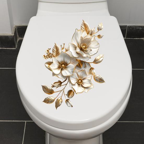 Pegatinas Florales para Inodoro Autoadhesivas para Pared de Baño DIY Extraíbles Impermeables Pegatina para Tapa de Asiento de Inodoro para Baño WC Decoración