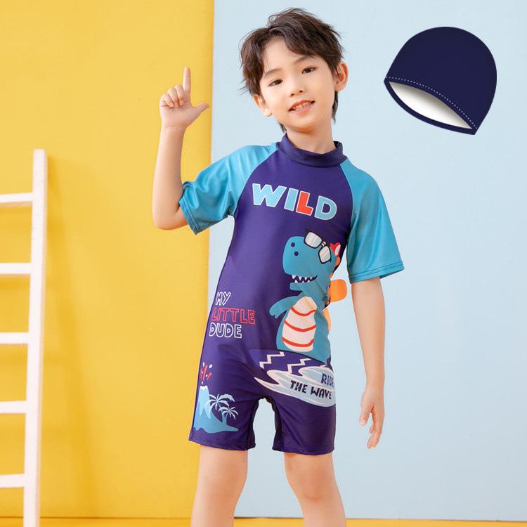 Spot Children's Cartoon Swim Trunks: One-Piece for Boys, Sizes Small To Large, Quick-Drying for Swimming and Hot Springs.