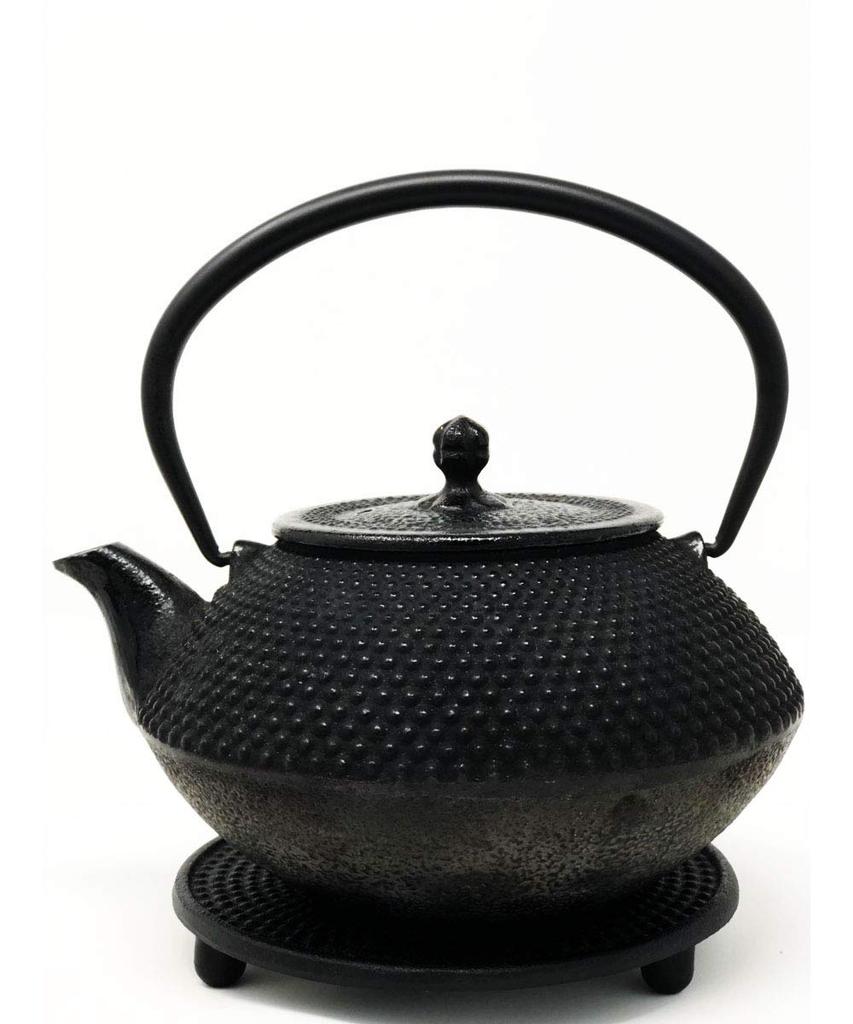 [Perfect Bottle Holder Set] Iron Supplement Nanbu Iron Kettle 800ml (No Enamel)  Nanbu Ironware Teapot, Made In Japan, Arare Pattern, Kitsako