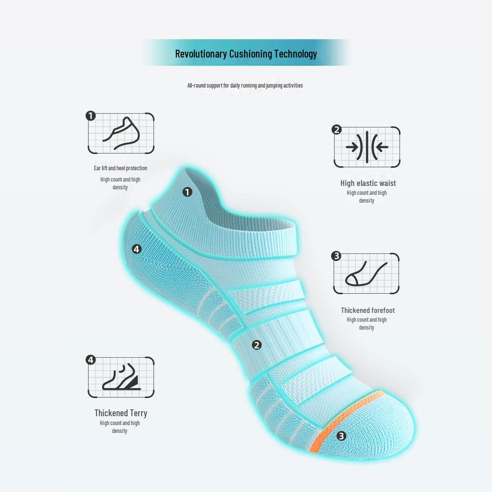Women's Summer Mesh Breathable Sports Socks - Running, Marathon, Badminton, Boat Socks, Terry Loop Bottom, Short Style