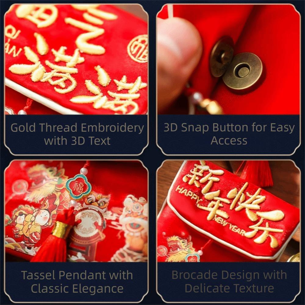 Traditional Spring Festival Red Wallet Hongbao Blessing Horse Year Red Pocket Brocade Embroidered Spring Festival Supplies