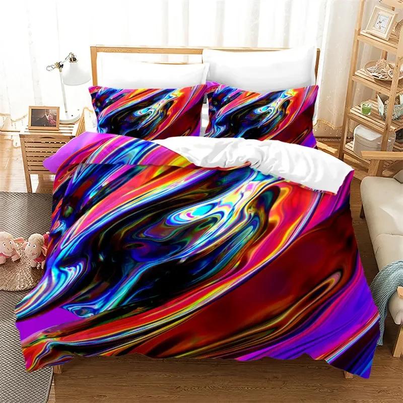 Colorful Geometric Duvet Cover Psychedelic Pattern Bedding Set Abstract Art Comforter Cover Twin For Boys Girls Kids Teen Decor
