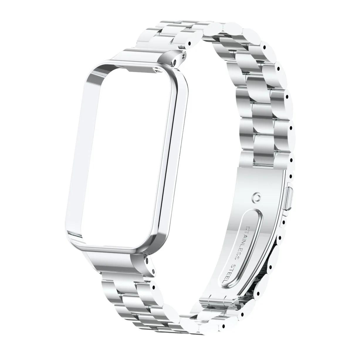 

Strap for Xiaomi Mi Band 8 Active Bracelet for Redmi Smart Band 2 Stainless Steel Metal Watchband Mi Band 8 Active For Mi Band 8 Active срібний