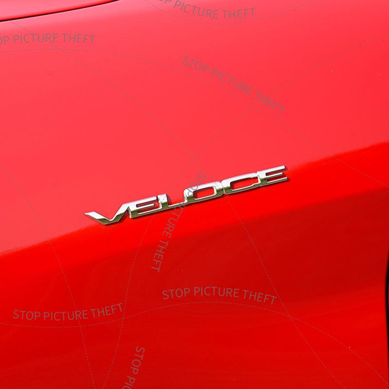 1 pièce Badge Emblème Métal 3D VELOCE TI pour Flanc de Carrosserie Pare-chocs Arrière Coffre Autocollant pour Alfa Romeo Giulietta Giulia Stelvio