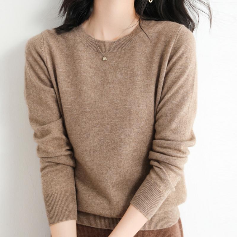 Winter New And Autumn Round Neck Sweaters Womens Pullover Knitwear Solid Color Long Sleeve Womens Sweaters