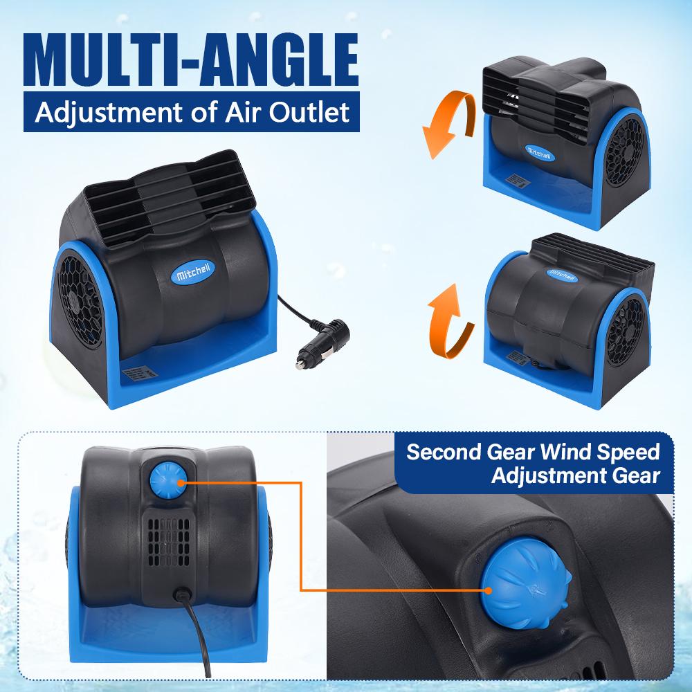 12V Car Cooling Fan Portable Adjustable Speed Rotating Switch With Cigarette Lighter Plug For Car Truck SUV RV Tent