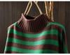 Women's Retro Striped Color Block Half High Neck Sweater - Loose & Casual Knitwear for Autumn/Winter 2026.